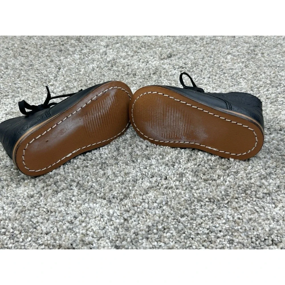 Josmo Walker Black Leather Hard Bottom Lace Up Walkers Size 3.5